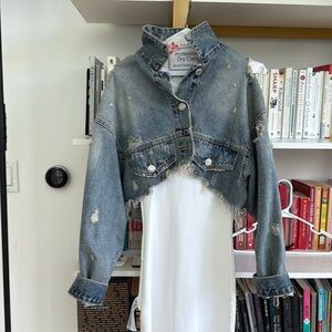 Zara Blue Cropped Jean Jacket size CS NWOT
